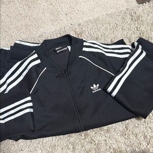 Adidas Black and White Track Jacket and pants
